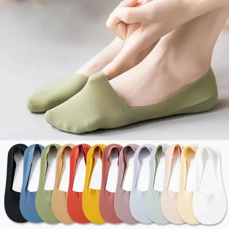 

3 Pairs Women Socks High Quality Matching Casual Socks Summer Thin Cotton Bottom Non-slip Invisible Low Short Socks Breathable