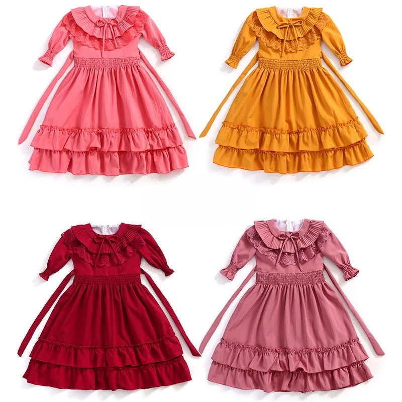 

Юбка-торт для девочек, милое платье принцессы с бантом и средним рукавом, детская одежда для девочек, платья с цветочным узором для девочек Платье Для Девочки Ropa De Niña