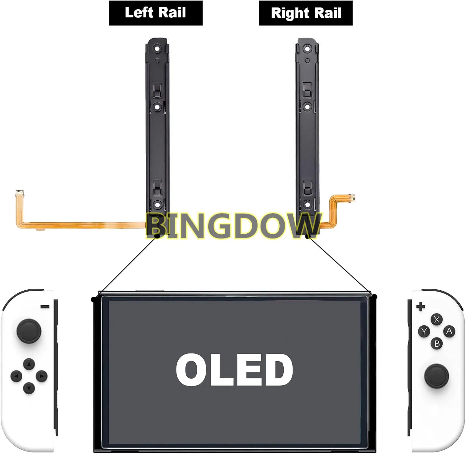 Soporte deslizante de riel de hierro izquierdo y derecho, repuesto Original con Cable flexible de Sensor para Nintendo Switch/consola OLED