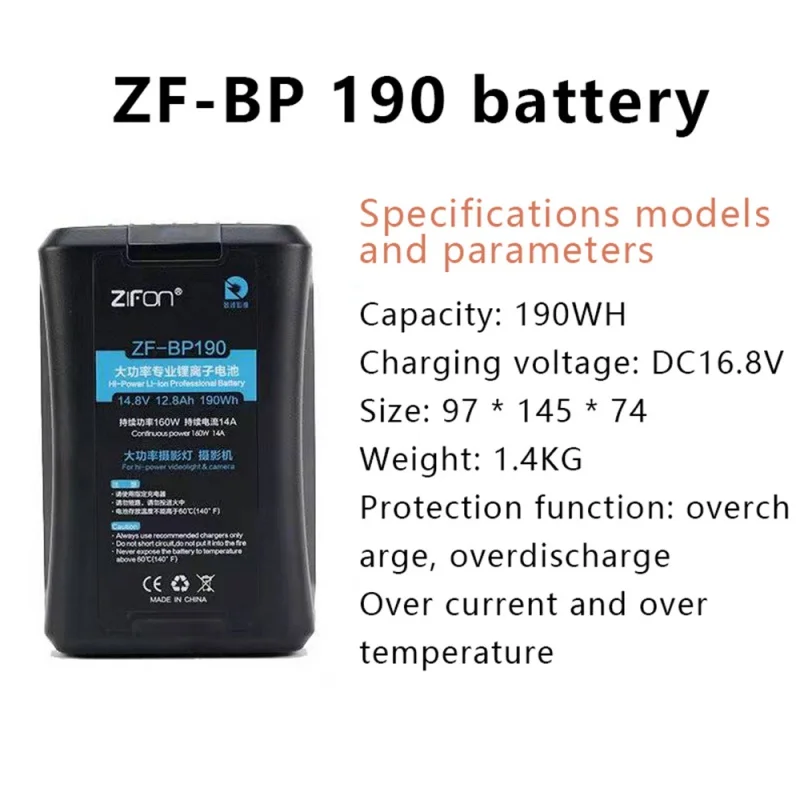 ZIFON BP-130 BP-150 BP-190 BP-160 BP-230 BP-290 BP-360 BP-380 V-Mount High-Capacity Lithiumhigh Battery for Sony V-Lock