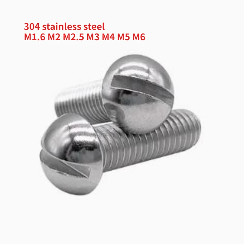 

50/100/200pcs M1.6 M2 M2.5 M3 M4 M5 M6 Gb67-76 304 Stainless Steel Half Round Cup Mushroom Slotted Drive Machine Screws