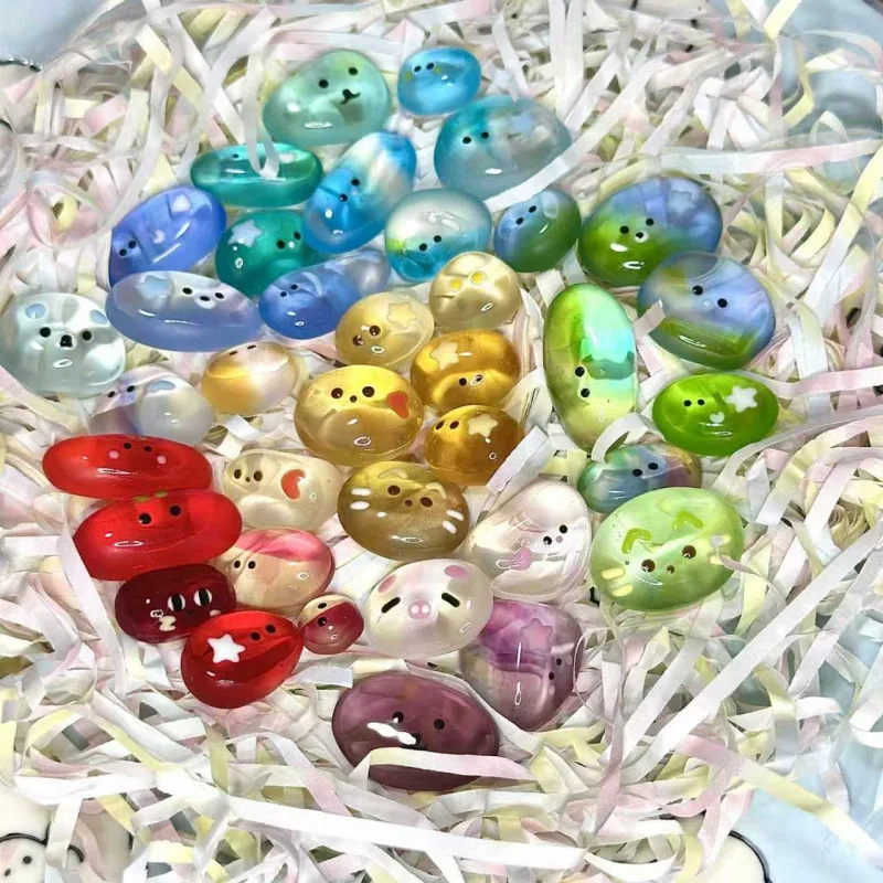 Colorful Hand Drawn Mini Pet Rocks Ocean Glass Stones Children Gift Tabletop Ornament Toys Creative Gift