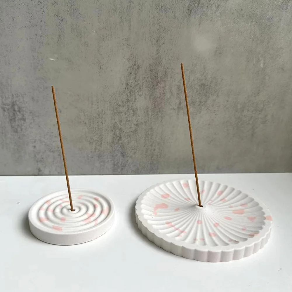 1 Silicone Incense Tray Mold, DIY Circular Pattern Incense Stick Stand, Cement Gypsum Mold, Handicraft for Home Decoration, view 6