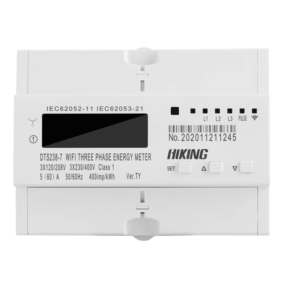 Compteur intelligent WiFi triphasé, moniteur en temps réel de la consommation d\'énergie, écran LCD, télécommande, Tuya, 10A-80A