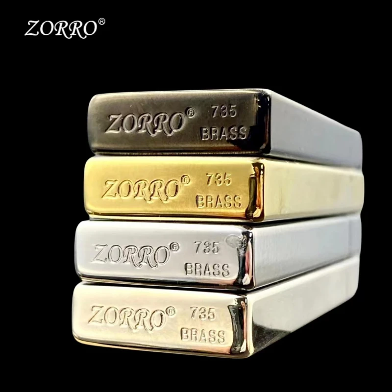 ZORRO Ultra-thin Pure Copper Mini Kerosene Lighter Portable Metal Windproof Grinding Wheel Lighters Cigarette Smoking Gadgets