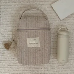 Bolsa de pañales de bebé de estilo coreano para mamá, bolsos de mamá con borla sólida, organizador de pañales, bolsos de mano con cremallera, bolsa de maternidad única