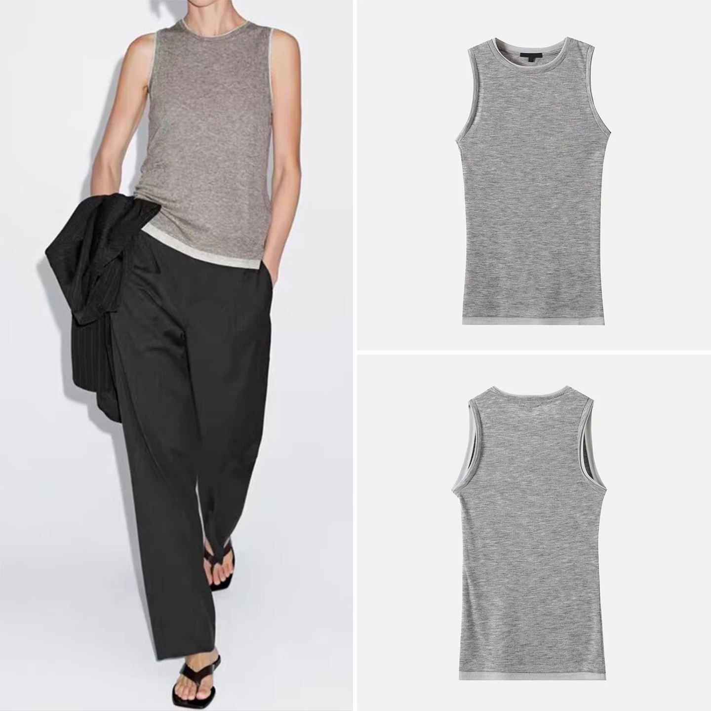 

Fall 2025 Women's Casual Sle Svel round Ne Double Color T-irt Top Z Loose Fit Regular Length for Ladies