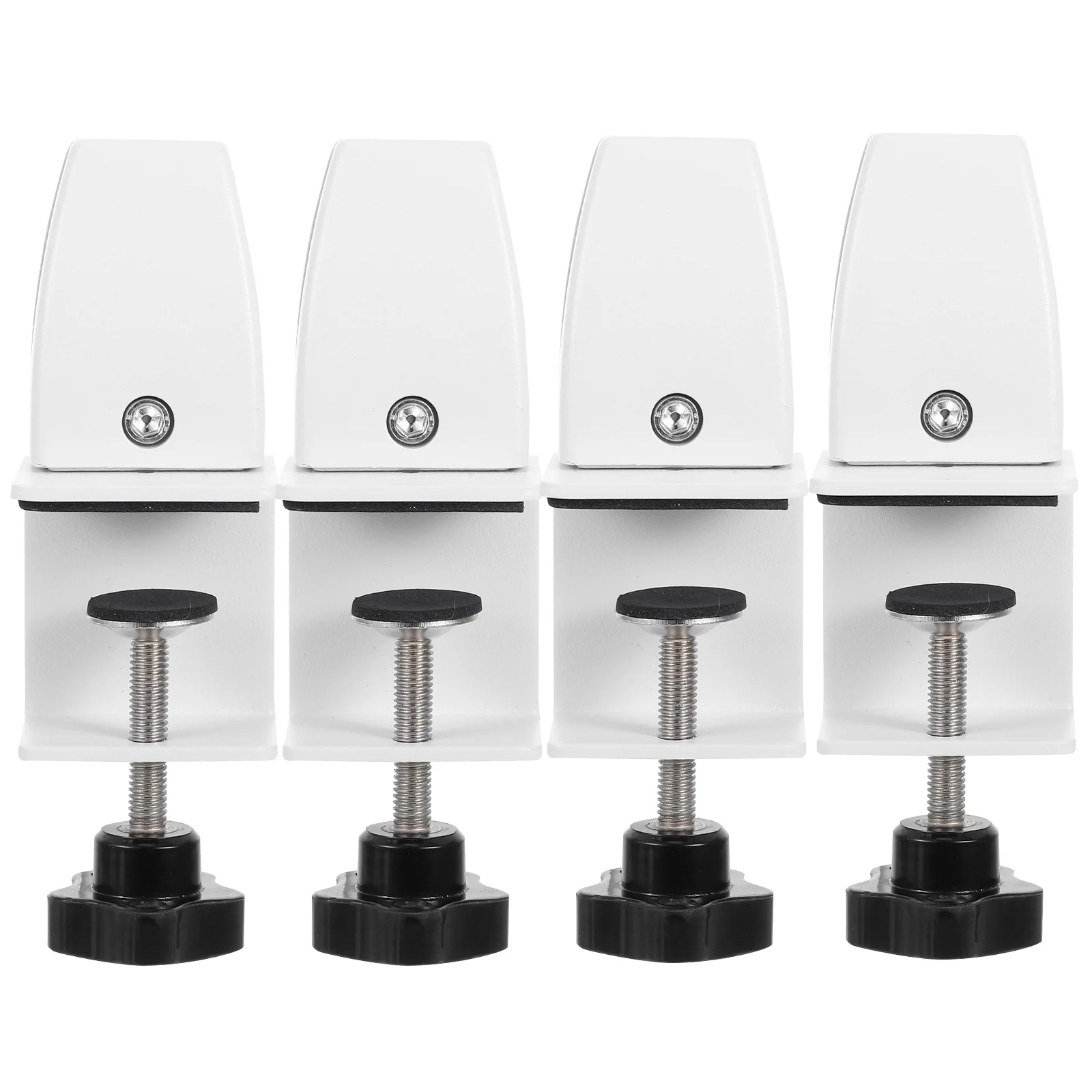 

4 Pcs Glass Clamps Aluminum Privacy Screen Adjustable Desk Partition Bracket White Office Sneeze Guard Holder Shelf