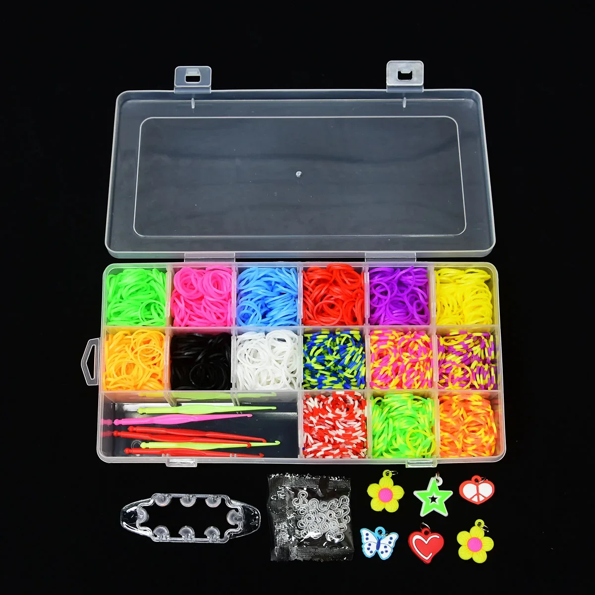 600/1500 Colored Rubber Band Bracelet Making Kit Rubber Band Filling Kit Children Bracelet Knitting Kit DIY Handmade Toys