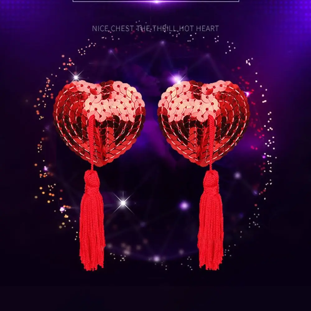 حمالة صدر سيليكون ذاتية اللصق للنساء ، حمالة صدر على شكل قلب مطرزة بالترتر الساخن ، شرابة ملابس داخلية ، حمالة صدر صدر ، زوج واحد