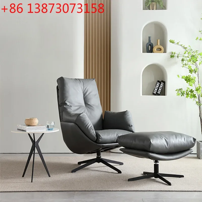 

360 rotating single sofa chair casual home light luxury high-end nappa pattern leather ergonomic chair
