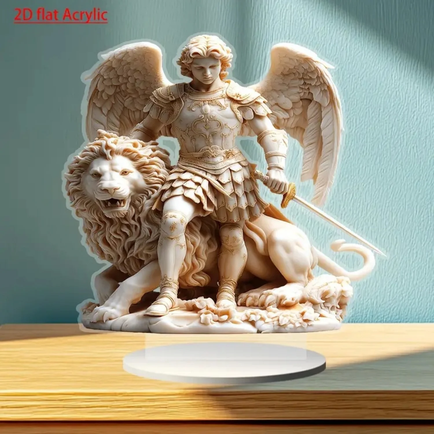 Lion & Archangel Michael 2D Flat Animals Acrylic plaque,Home,Cafe