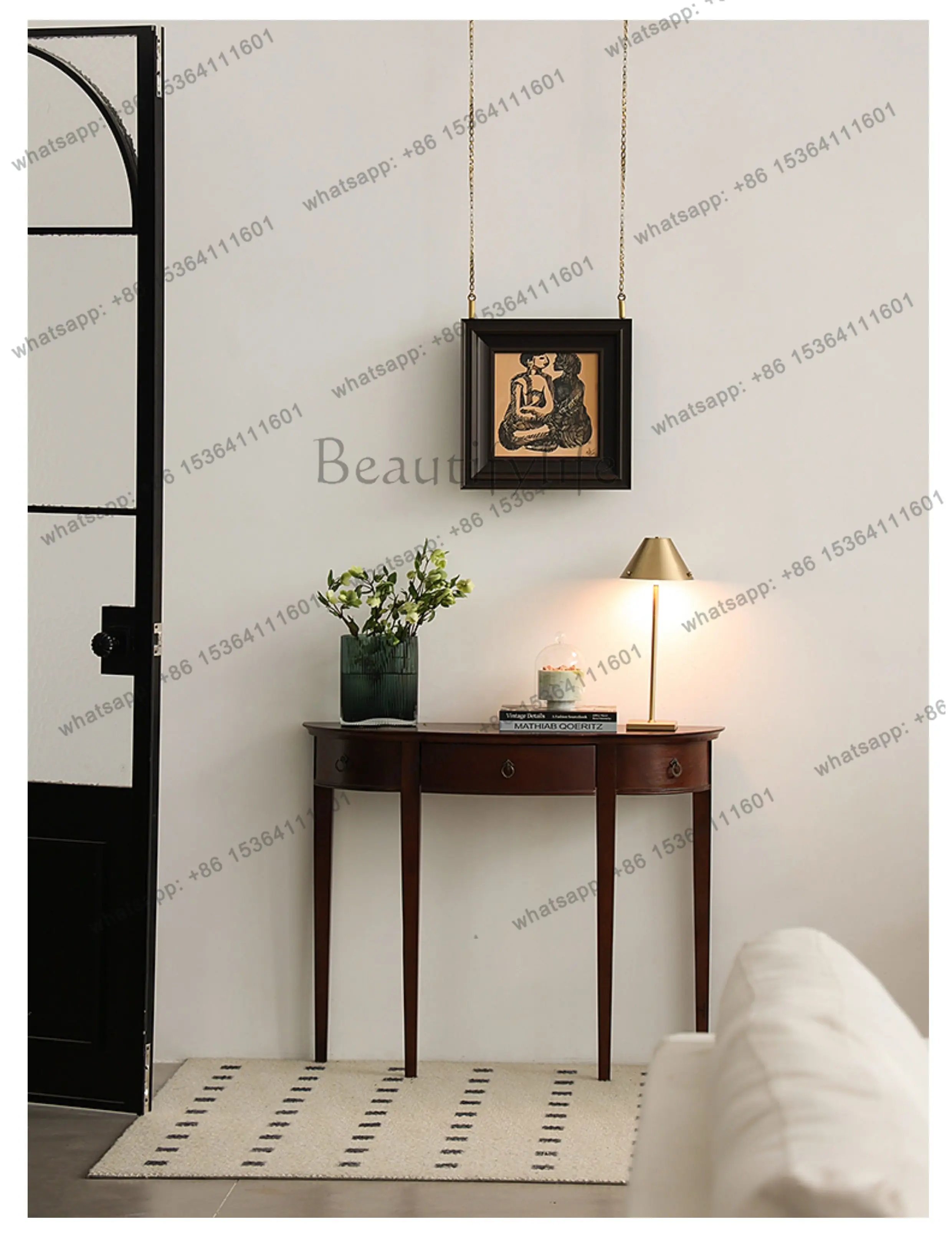 

Средневековый полукруглый узкий шкаф из массива дерева для узкого прихожей, устанавливаемый у стены