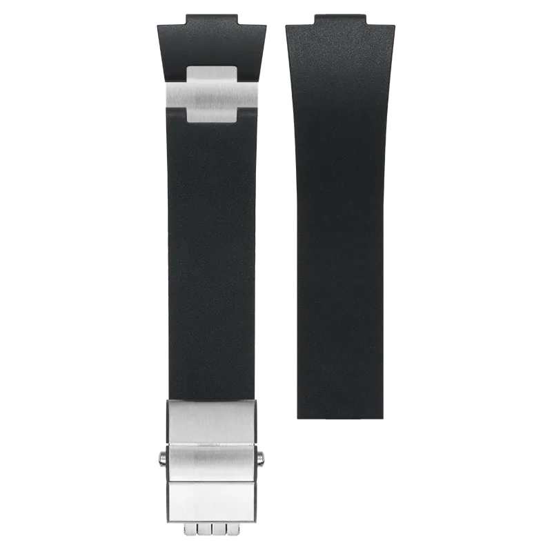 متوافق مع حزام ساعة Ulysse Nardin السيليكون - المجموعة البحرية، الموديل 12831183 11332103، حزام محدب للرجال 25 × 12 ملم