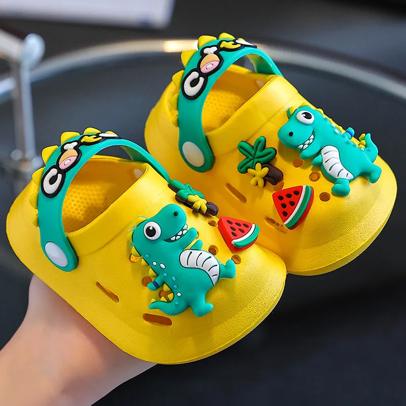 Summer Kids Sandals Hole Children Shoes Slippers Soft Anti-Skid Cartoon DIY Design Hole Baby Shoes Sandy Beach For Boys Girls