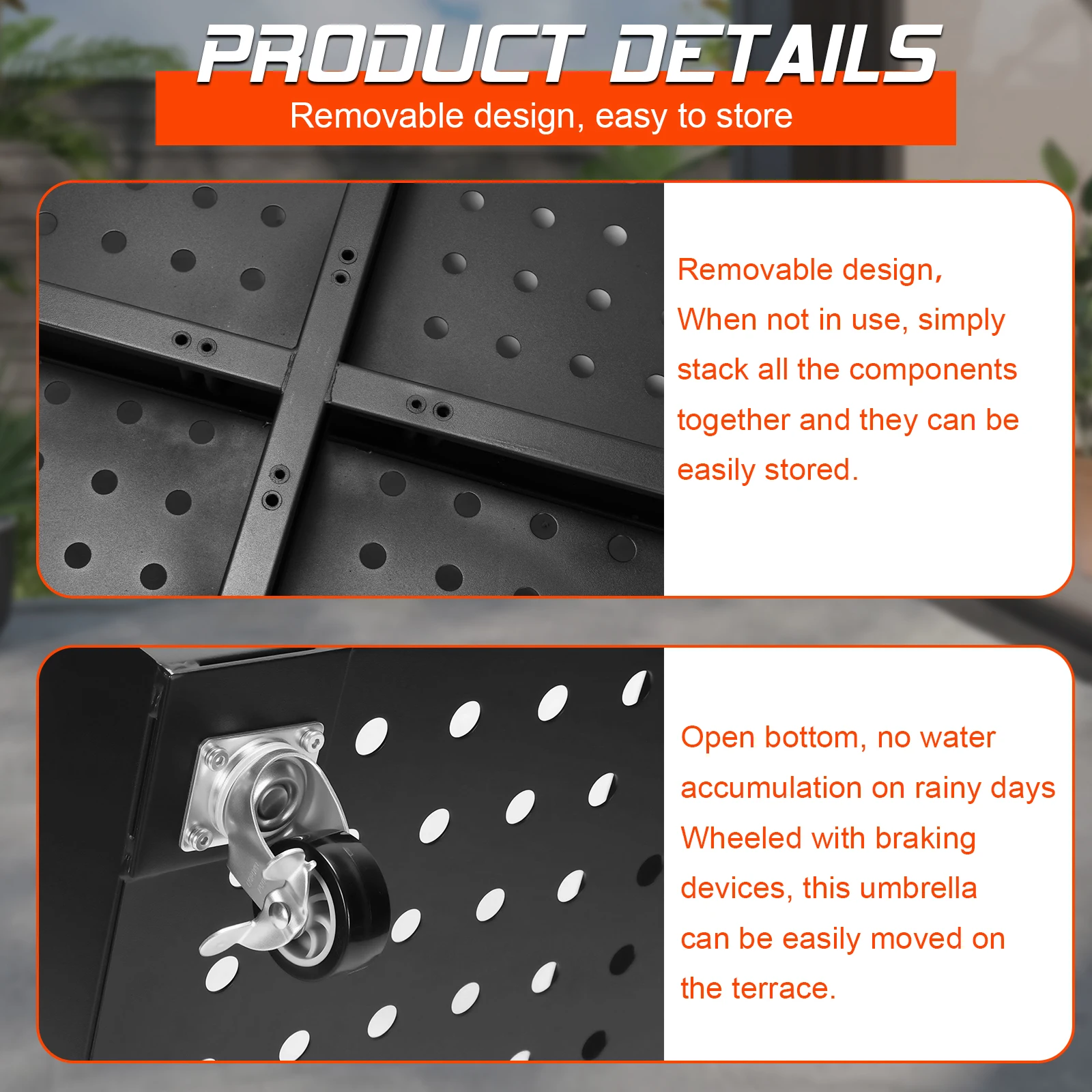 

Подставка для уличного зонта с 4 блокируемыми колесами, выдерживающая нагрузку до 500 кг, наполняемая песком/водой, для террасы, бассейна, балкона