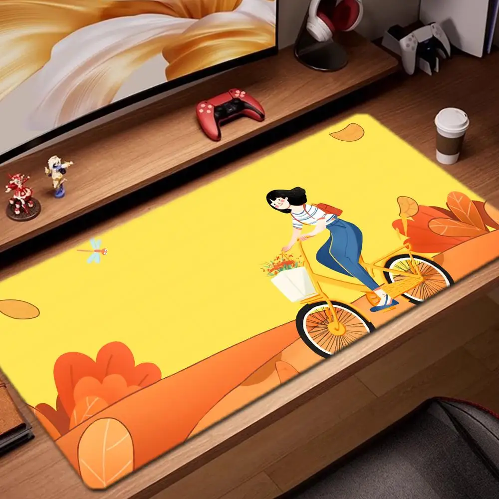 

Коврик для мыши в стиле аниме для девочек, игровые аксессуары, коврик для клавиатуры, XXL, большой запирающий край, 900X400 мм, настольный коврик, игровой коврик для мыши