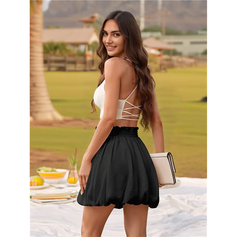 ABRT-Mini skorts eleganti casual carini a vita alta con volant Boho estivi da donna