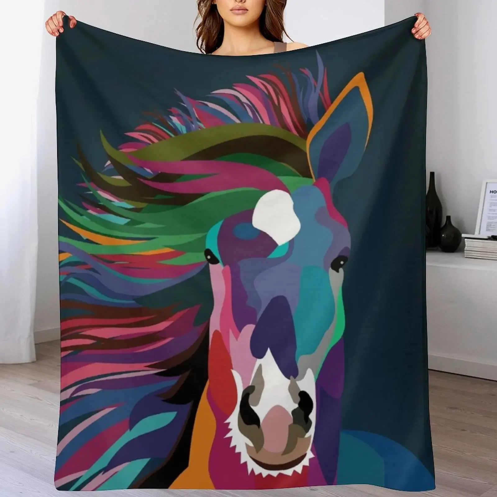 

Плед с изображением скачущих лошадей, фланелевый, флисовый, мягкий, теплый плед