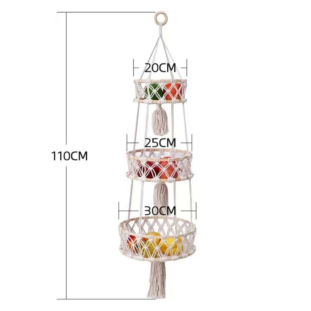 3 Tier Hanging Plant Stand, Flower Pot Holder Adjustable Rope, Indoor Outdoor Garden Decor, Macrame Style for Patio Balcony