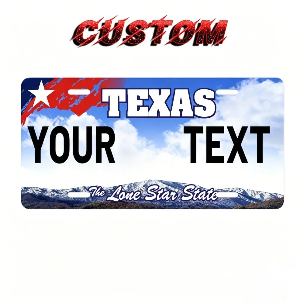 1pc Custom Weatherproof Texas Metal Plaque, Personalized Text Outdoor Wall Art Holiday Gift for US CA MX AU (Decor Only)