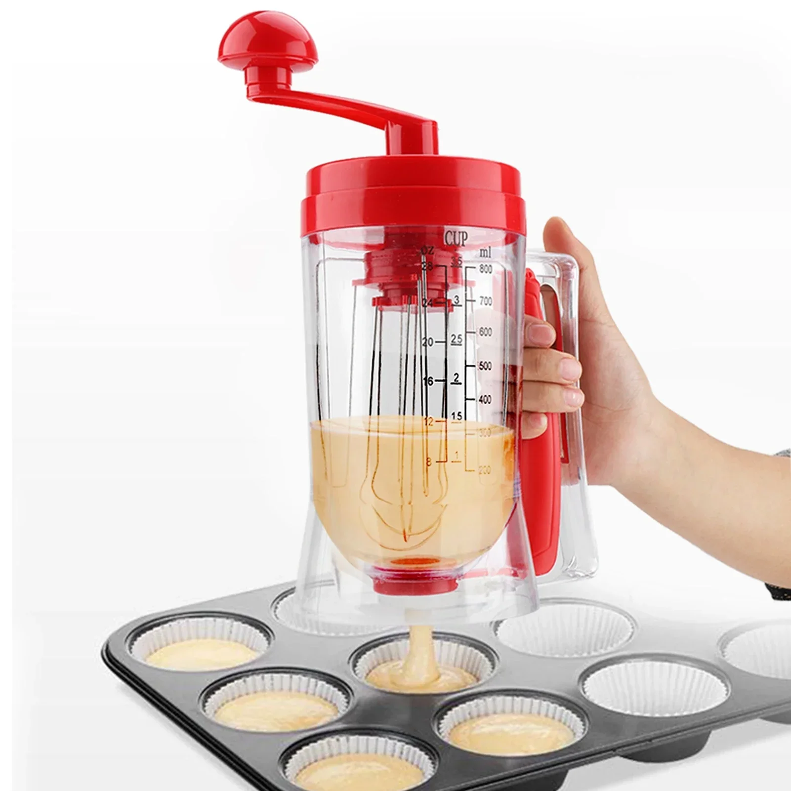 

800ml Manual Cupcakes Pancakes Batter Dispenser Cupcake Funnel Batter Dispenser Cream Separator Tool Dough Machine Kitchen Tool