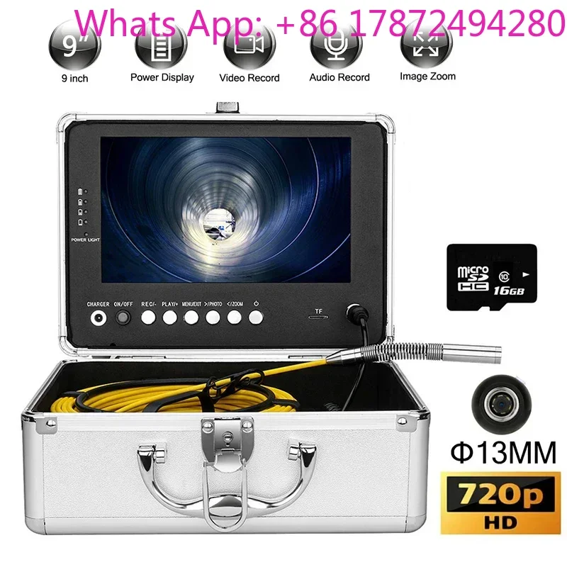 9 Inch IPS  Pipe Sewer Drain Inspection Video Underwater Pipelink Borescope 10M 20M 30M
