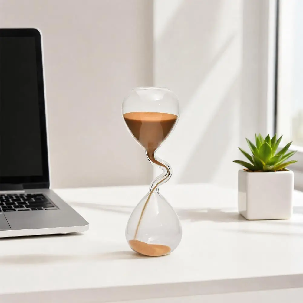 Stress Relief Hourglass Twisted Neck Hourglass Ornament High Glass Sand Timer Desktop Decor Stress Relief Gift for Home Office