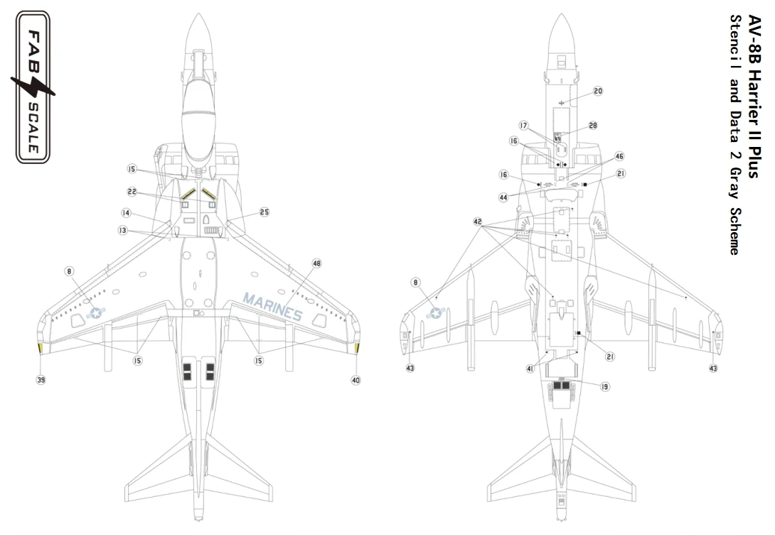 FabScale AV-8B Harrier II Plus VMA-231 CG01 MCAS Cherry Point 2019 ملصق مرن مقطوع بالقالب لـ 1/48 HASEGAWA Eduard Revell UMA