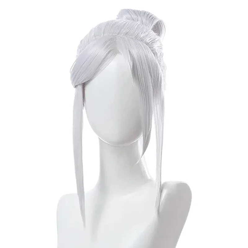 

Game VALORANT JETT Cosplay Wig Sliver White Straight Heat Resistant Synthetic Hair Wigs Cos JETT Party