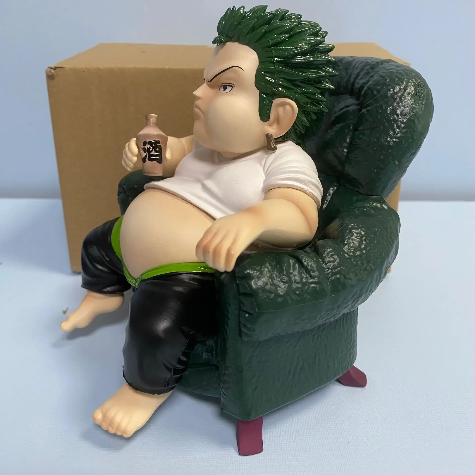 One Piece Sitting Fatty Luffy Zoro Sanji Statue Action Figurine Desk Collectible Anime Model Toys Figures Gift 15CM