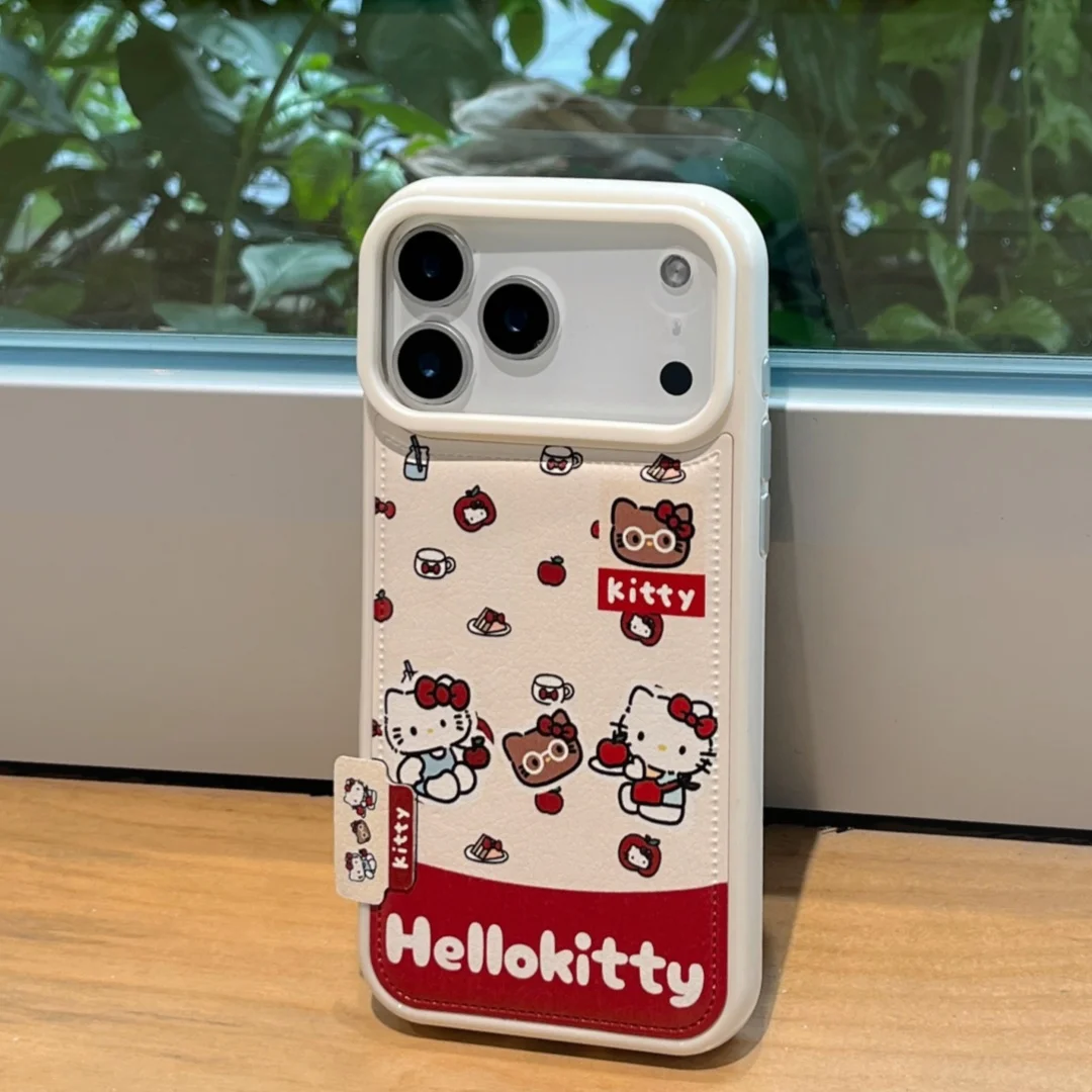 Neue Kreativität Sanrio Hallo Kitty Leder Telefon Fall Für iphone 17 16 15 14 13 Pro Max Voll Stoßfest Schützen Zurück Abdeckung