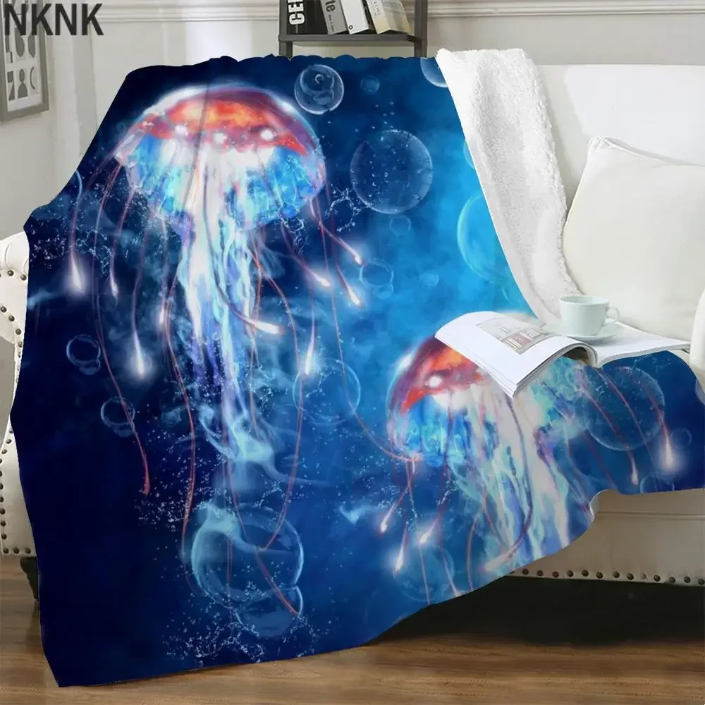 Undersea Blanket,Magic Glowing Jellyfish Underwater Blanket Soft Warm Blankets for Bed Couch Sofa Lightweight Travelling Camping