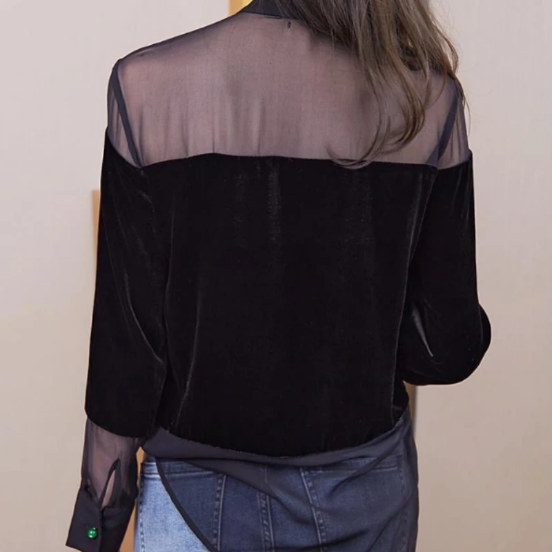 Blouses Women Chic Minimalist Comfortable Korean Style Tender Spring Temperament Single Breasted Sheer Elegant Hot Sale Female