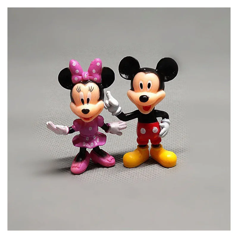 6 pçs/set Disney Anime Figuras Mickey Mouse Minnie Mouse Festa de Aniversário Decoração de Bolo Figuras de PVC Brinquedos Infantis