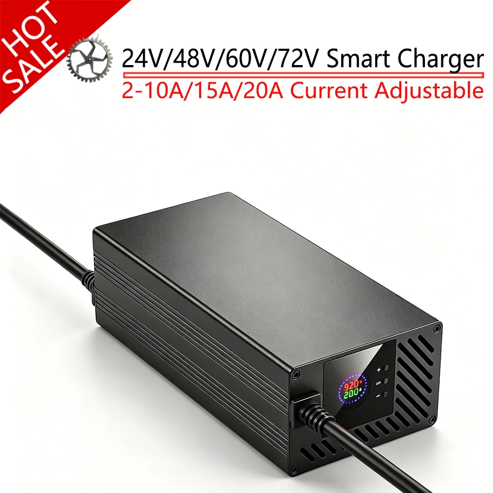전압 전류 조절 가능 24V 48V 72V 60V 54.6V 84V 리튬이온 Lifepo4 리튬 배터리 충전기 10A 15A 20A 고속 충전기 13S 16S 20S