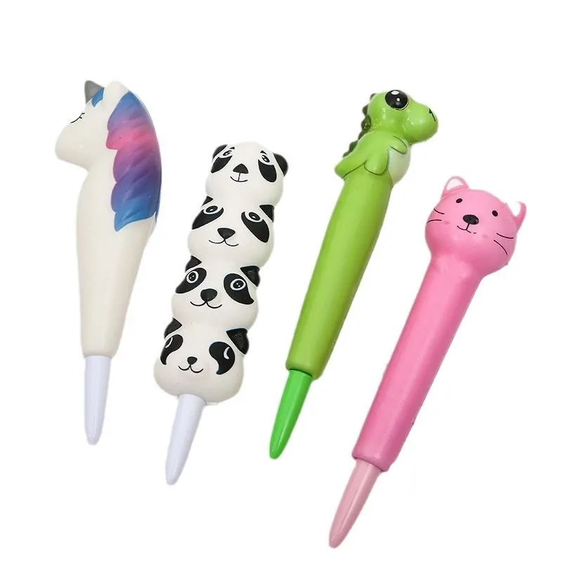 10Pcs Creative Stacking Le Panda Decompression Pen Vent Neutral Pen Slow Rebound Decompression Cartoon Learning Pinch