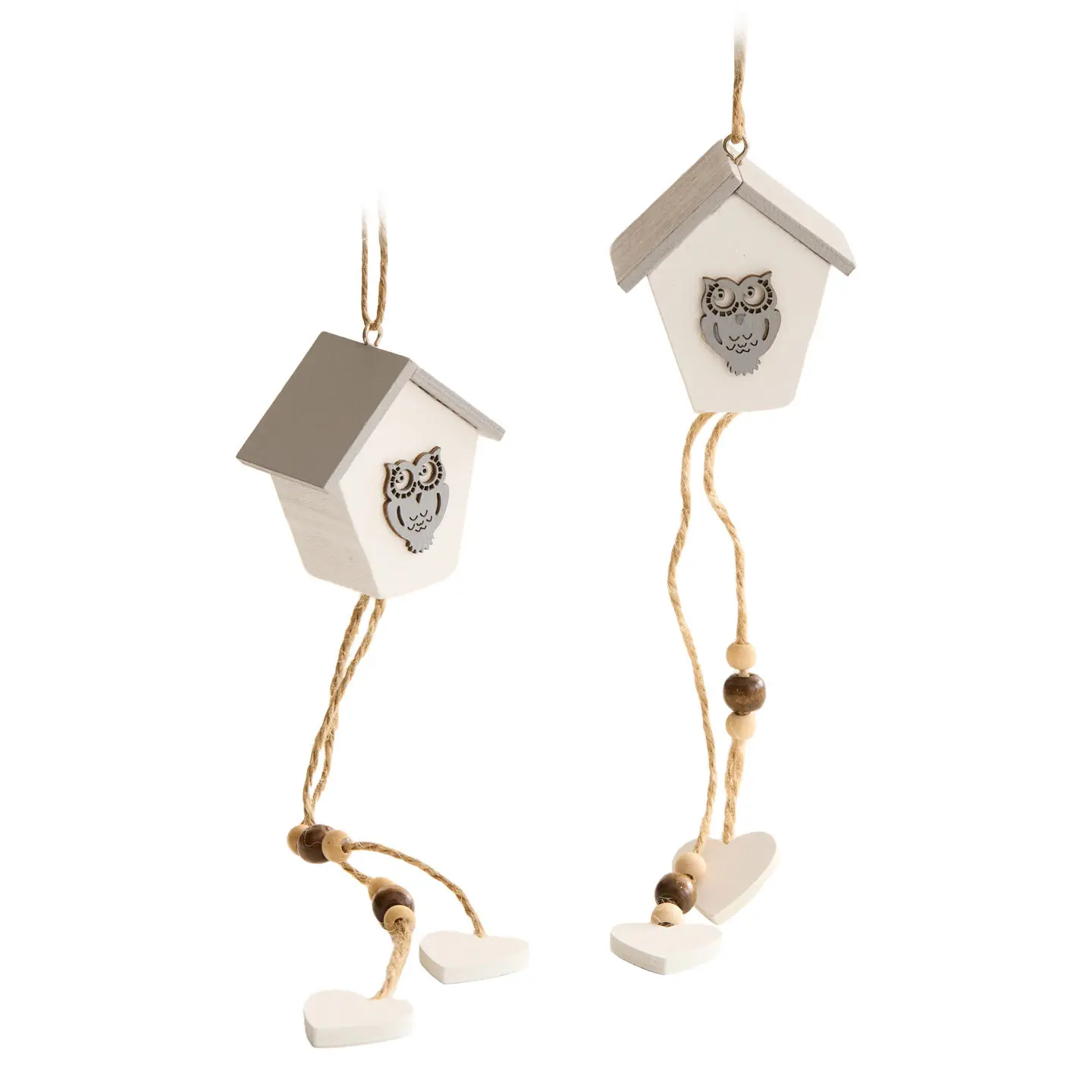 Cross border Christmas tree decorations, hanging decorations, decorating small houses, wooden birds, owls view 5