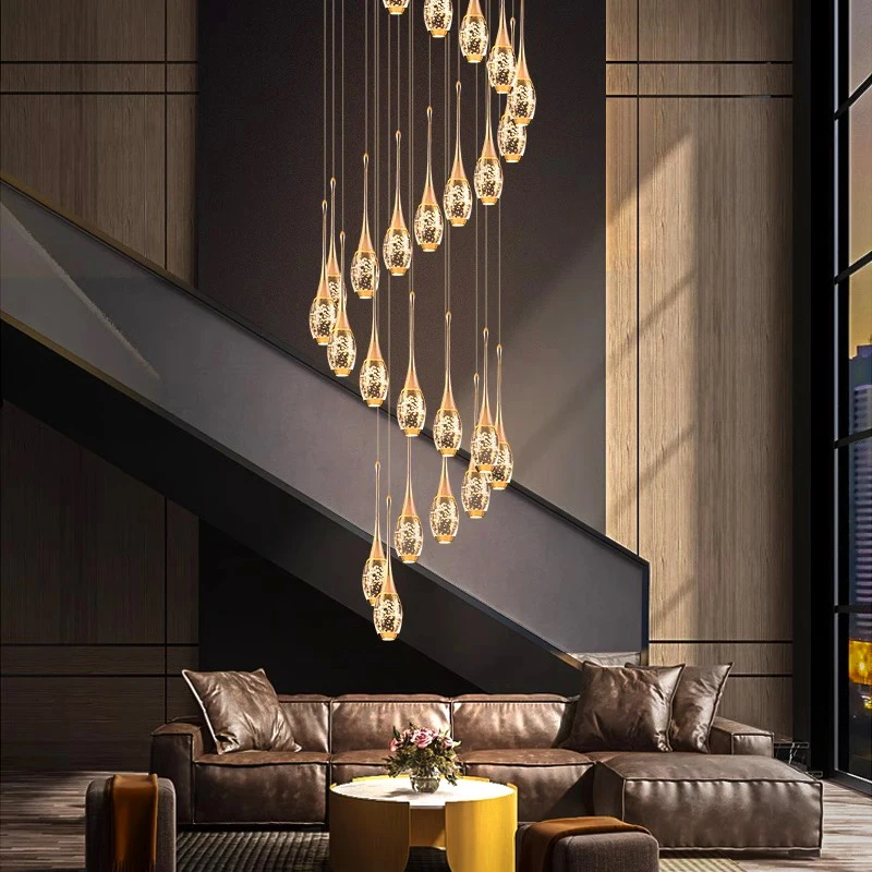 

3-Light Cluster Modern Chandelier Water Drop Crystal Ceiling Fixture Brass Dimmable LED Pendant Lamp for Kitchen Island Dining