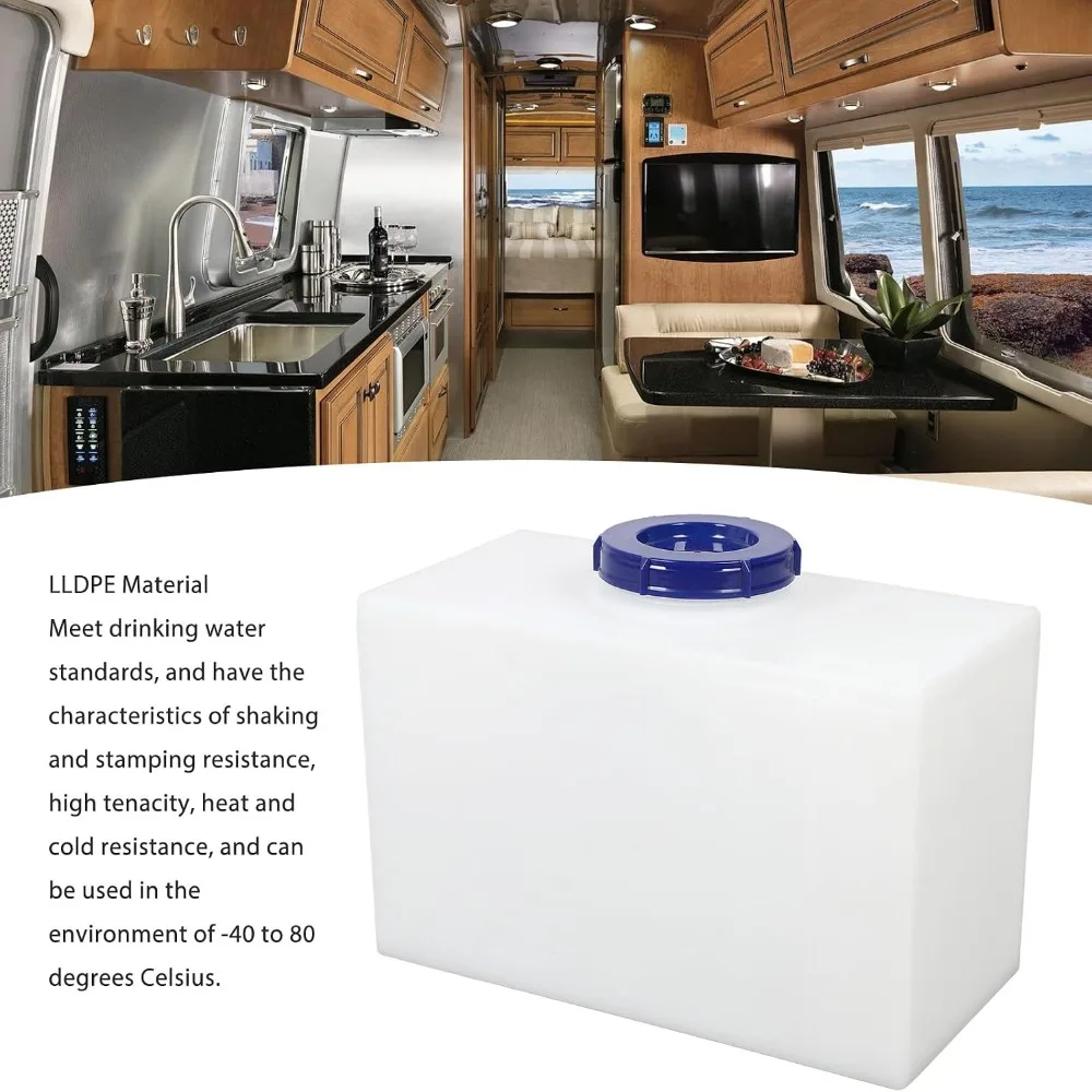 5 Gallon Capacity RV Water Container PE Large Capacity Water Holding Tank 40*20*15cm 100mm Inlet Diameter Water Tank