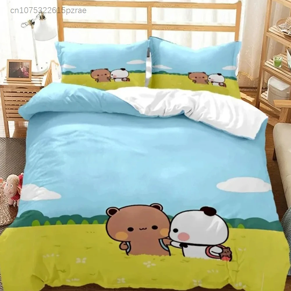 Cartoon Cute Bear Microfibre Bedding Sets,Children'sBirthday Gift With Zip Room Decor Teenagers Adult 3-Piece  Duvet Cover