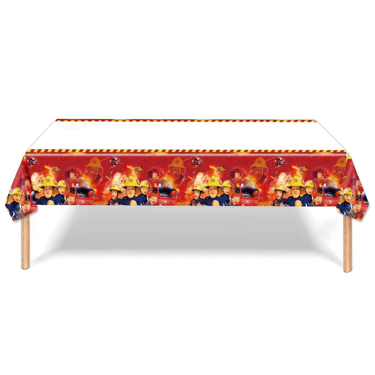 108*180cm Fireman Sam Party Supplies Disposable Tablecloth Firefighter Plastic Table Cover Fire Truck Birthday Decoration