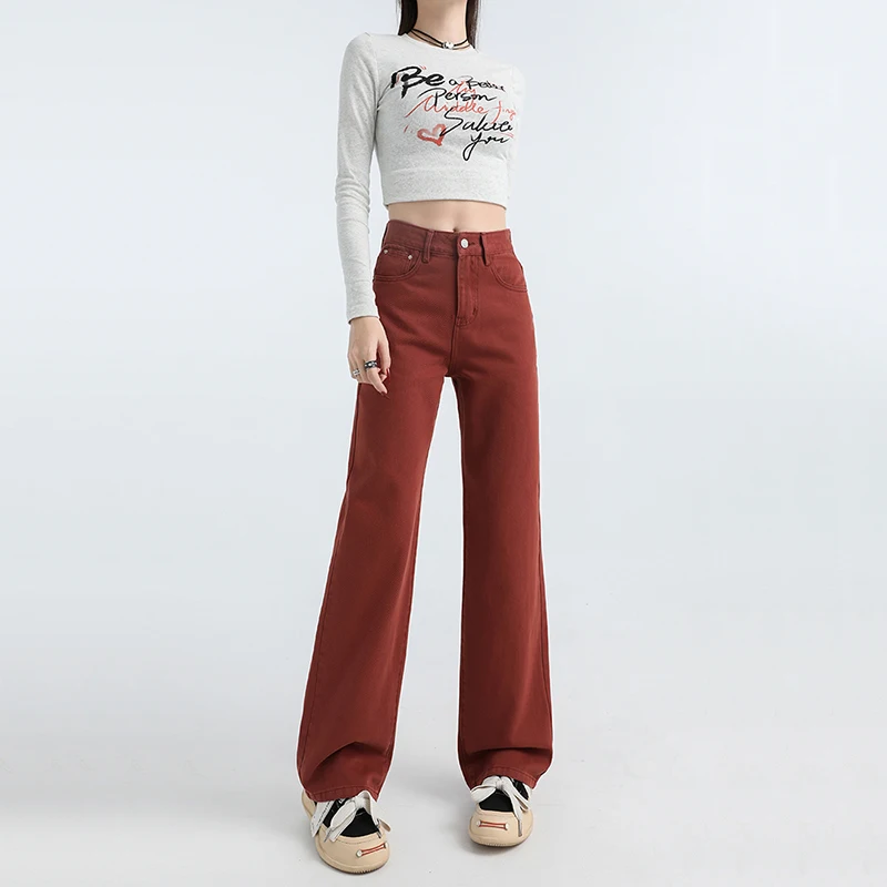 

Повседневные женские джинсы с высокой талией, широкие джинсовые брюки, свободные удобные брюки, стильный дизайн с карманами, прямые брюки