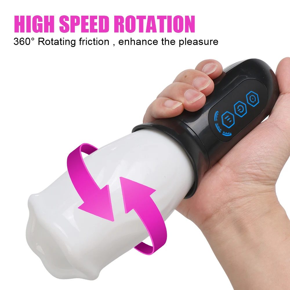 Automatic Rotating Male Masturbator Spikes Fake Mouth Vibrators For Men Glans Sucking Penis Trainer Cock Exerciser Oral Sex Toys