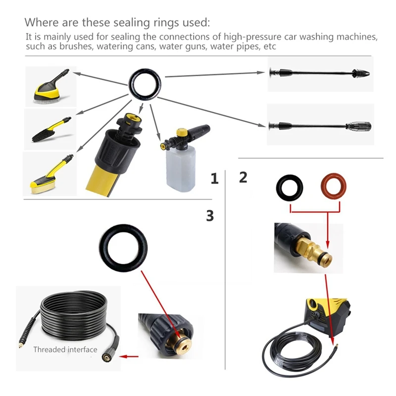 40X O-Ring For Karcher Lance Hose Nozzle Spare O-Ring Seal 2.640-729.0 Rubber O-Ring Pressure Washer For K2 K3 K4 K5 A