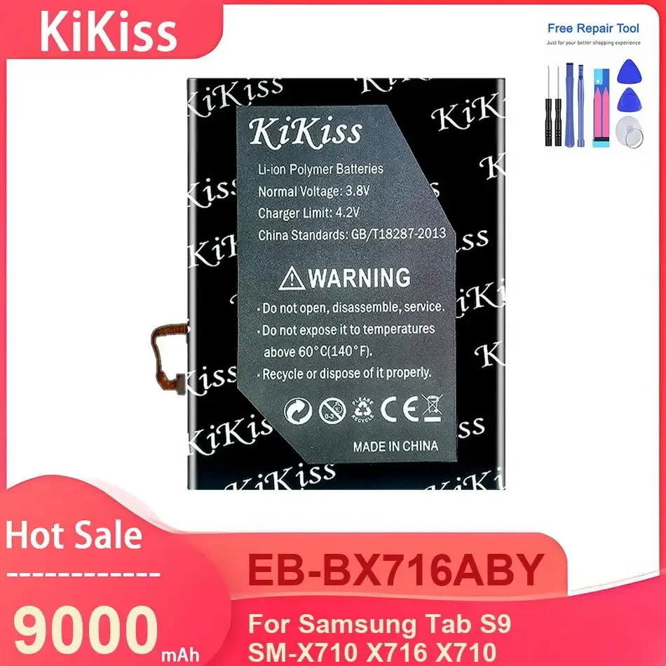 

KiKiss Tablet Battery For Samsung Tab S9 SM-X710 X716 X710 ,EB-BX716ABY 9000mAh Batteries