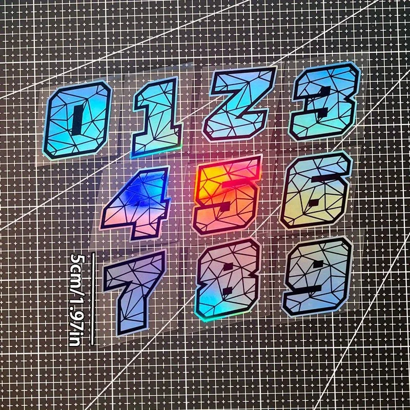 

1PC Holographic Geometric Number Stickers (0 - 9) - Colorful Gradient Effect, for DIY Projects