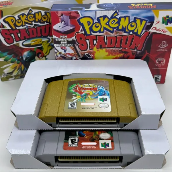 Pokemon Stadium 1 2 Game Cartridge for N64 USA NTSC Retro 64 Bit Game Consoles with Retail Box English Language