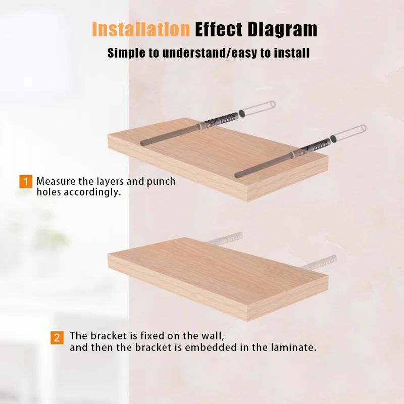 Wall Shelf Suspension Bracket Hidden Floating Shelf Brackets Wooden Invisible Mounting Adjustable Support Hardware Bracket