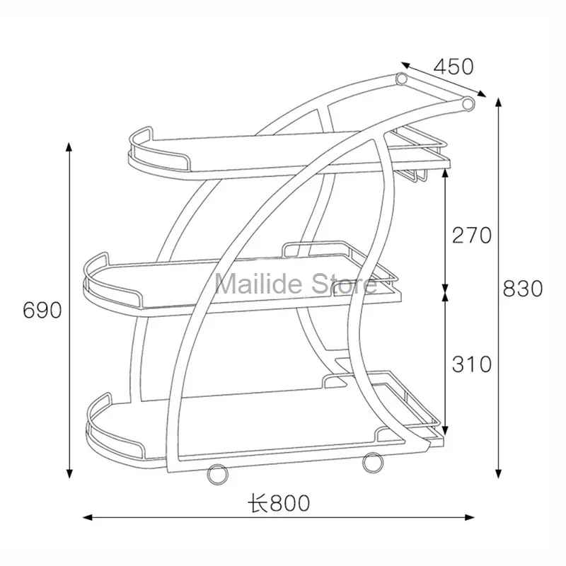 Carros de salón de vidrio de arte del hierro de lujo ligero, carrito de herramientas para salón de belleza, muebles de salón modernos, estante para el hogar con rueda, carrito de agua y vino